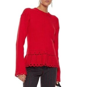 DEREK LAM 10 CROSBY Crochet-trimmed ribbed sweater